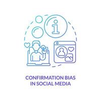 Confirmation bias in social media blue gradient concept icon vector
