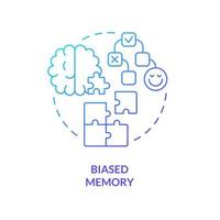 Biased memory blue gradient concept icon vector