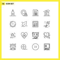 Set of 16 Vector Outlines on Grid for watch living document home regular Editable Vector Design Elements