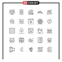 25 Universal Lines Set for Web and Mobile Applications house nature dentifrice hill mountain Editable Vector Design Elements