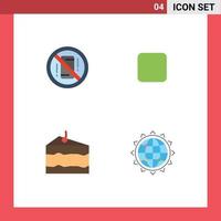 Set of 4 Commercial Flat Icons pack for avoid drink off check box food Editable Vector Design Elements