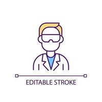 Scientist with goggles and uniform RGB color icon vector