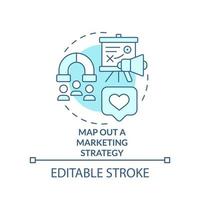 Mapa de estrategia de marketing icono de concepto turquesa vector