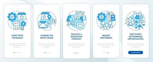 Planning small event blue onboarding mobile app screen vector