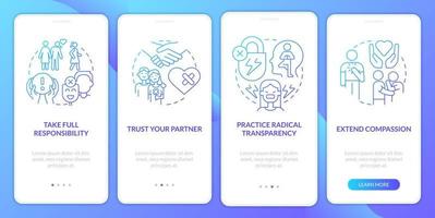 Fixing struggling relationship blue gradient onboarding mobile app screen vector