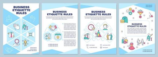 Business etiquette rules blue brochure template vector