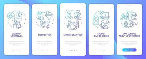 How to repair relationship blue gradient onboarding mobile app screen vector