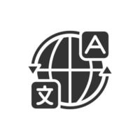 Machine translation software black glyph icon vector