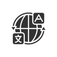 Machine translation software black glyph icon vector