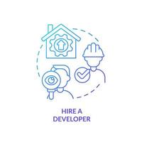 Hire developer blue gradient concept icon vector