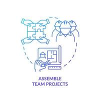 Assemble team projects blue gradient concept icon vector