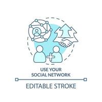 Use your social network turquoise concept icon vector