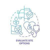 Evaluate site options blue gradient concept icon vector