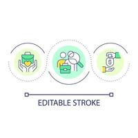 Volunteering support loop concept icon. Receiving assistance. Mentoring. Charity and fundraising abstract idea thin line illustration. Isolated outline drawing. Editable stroke vector