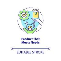 Product that meets needs concept icon. Address problem. Effective business strategy abstract idea thin line illustration. Isolated outline drawing. Editable stroke. Arial, Myriad Pro-Bold fonts used vector