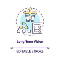 Long-term vision concept icon. Startup development strategy. Business plan. Ambitions abstract idea thin line illustration. Isolated outline drawing. Editable stroke. Arial, Myriad Pro-Bold fonts used vector