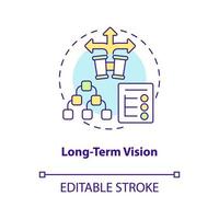 Long-term vision concept icon. Startup development strategy. Business plan. Ambitions abstract idea thin line illustration. Isolated outline drawing. Editable stroke. Arial, Myriad Pro-Bold fonts used vector