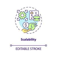 Scalability concept icon. Company development. Expand business opportunities abstract idea thin line illustration. Isolated outline drawing. Editable stroke. Arial, Myriad Pro-Bold fonts used vector