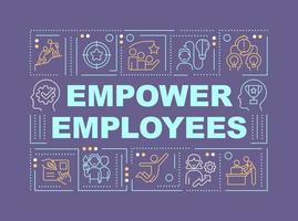 Empower employees word concepts violet banner. Boosting workforce. Infographics with editable icons on color background. Isolated typography. Vector illustration with text
