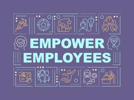 Empower employees word concepts violet banner. Boosting workforce. Infographics with editable icons on color background. Isolated typography. Vector illustration with text