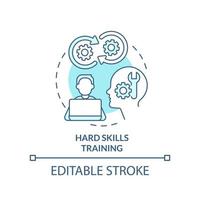 Hard skills training turquoise concept icon. Corporate development type for workforce abstract idea thin line illustration. Isolated outline drawing. Editable stroke vector