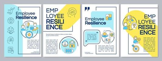 plantilla de folleto azul y amarillo de resiliencia de los empleados. diseño de folletos con iconos lineales. 4 diseños vectoriales editables para presentación, informes anuales vector