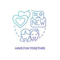 Have fun together blue gradient concept icon. Keep spark alive in relationship abstract idea thin line illustration. Exploring new hobby. Isolated outline drawing. Myriad Pro-Bold font used vector