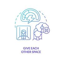 Give each other space blue gradient concept icon. Fixing broken marriage abstract idea thin line illustration. Temporary separation. Isolated outline drawing. Myriad Pro-Bold font used vector