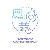 Plan weekly couples meetings blue gradient concept icon. Fixing relationship when living together abstract idea thin line illustration. Isolated outline drawing. Myriad Pro-Bold font used vector