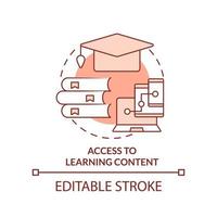 Access to learning content terracotta concept icon. Issue in corporate training abstract idea thin line illustration. Isolated outline drawing. Editable stroke vector