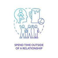 Spend time outside of relationship blue gradient concept icon. Live-in relationship rule for couple abstract idea thin line illustration. Isolated outline drawing. Myriad Pro-Bold font used vector