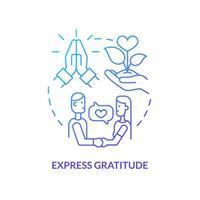 Express gratitude blue gradient concept icon. How to repair relationship abstract idea thin line illustration. Appreciation for spouse. Isolated outline drawing. Myriad Pro-Bold font used vector