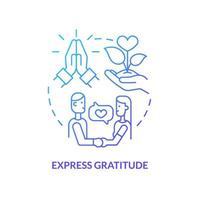 Express gratitude blue gradient concept icon. How to repair relationship abstract idea thin line illustration. Appreciation for spouse. Isolated outline drawing. Myriad Pro-Bold font used vector