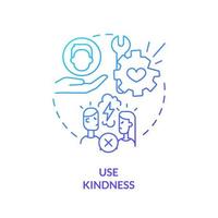 Use kindness blue gradient concept icon. Fixing broken marriage abstract idea thin line illustration. Conflict resolution. Being generous to spouse. Isolated outline drawing. Myriad Pro-Bold font used vector