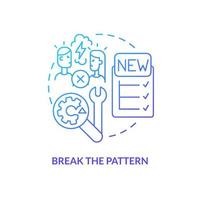 Break pattern blue gradient concept icon. Fix relationship after fight abstract idea thin line illustration. Constructive conversation. Isolated outline drawing. Myriad Pro-Bold font used vector