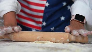 Rolling dough with rolling pin video
