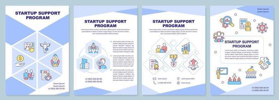 Startup support program purple brochure template vector