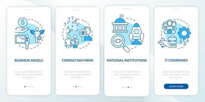 New business sponsorship types blue onboarding mobile app screen vector