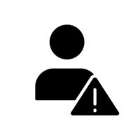 Unknown user warning black glyph icon. Unidentified internet user. Access denied. Incognito mode. Cybersecurity. Silhouette symbol on white space. Solid pictogram. Vector isolated illustration