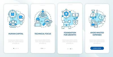 IT consulting for startups blue onboarding mobile app screen vector