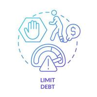 Limit debt blue gradient concept icon vector