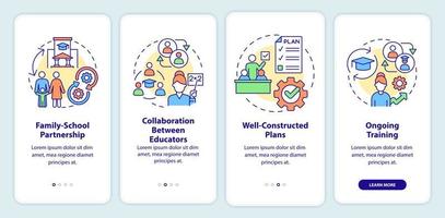 Success of inclusive classrooms onboarding mobile app screen vector