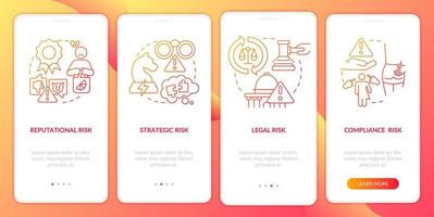 Risk categorizations red gradient onboarding mobile app screen vector