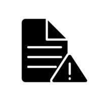 File error black glyph icon. Access failure. Data destruction and corruption. Can not open document. Storage issue. Silhouette symbol on white space. Solid pictogram. Vector isolated illustration