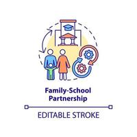 Family-school partnership concept icon vector