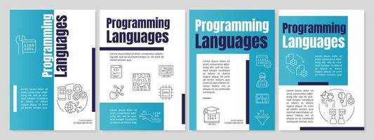 plantilla de folleto azul de lenguajes de programación vector