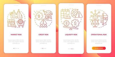 Risk categories gradient red onboarding mobile app screen vector