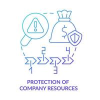 icono de concepto de degradado azul de protección de recursos de la empresa vector