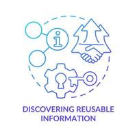 Discovering reusable information blue gradient concept icon vector