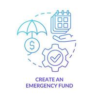 Create emergency fund blue gradient concept icon vector